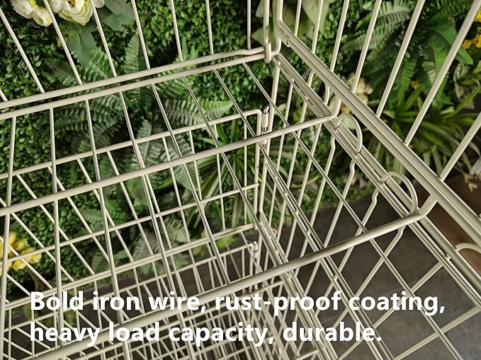 Heavy Duty Standing Metal Shelving Unit, Durable Metal Storage Basket, Folding Shoe Racks, Clothing Sweaters Shoes Handbags Organizer for Kitchen Garage Pantry Porch (1-Tier Basket only)