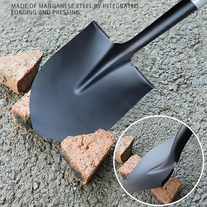 Shovel for Digging, Heavy Duty Gardening Shovel 57 Inch Straight Handle Round Blade with Non-Slip Tail Cover, Lawn and Yard Tools, Fiberglass Handle(Green)