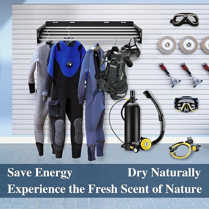 Foldable Wall Mounted Drying Rack, 40'' Wide Aviation Aluminum Laundry Drying Rack Collapsible with 5 Rods, 100LB Capacity, Pull Out Design Towel Drying Racks for Laundry Wall (Black, 40")