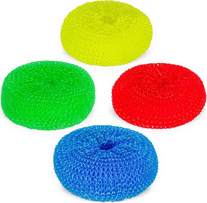 DecorRack 30 Mesh Scourers, Premium Non-Scratch Plastic Scourers, Stain Removing Cleaning Scrubber, for Kitchen Garage Bathroom (Pack of 30)