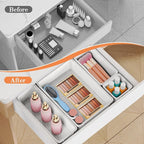 25 PCS Plastic Drawer Organizer Set, 4-Size Versatile Organizer Trays & storage Bins for Makeup, Jewelry, and Gadgets in Bathroom, Bedroom and Office, White