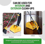 Commercial Broom and Dustpan Set Debris Dustpan with Handle,Jumbo Debris Pan, Trash Collection for Industrial/Professional Cleaning,2Sets, Yellow,Extra-Large Size