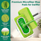 Reusable Mop Pads Compatible with Swiffer Sweeper - Pet Heavy Duty Wet Cloth Refills & Multi-Surface Dry Sweeping Cloth Refill - Washable Wet Pads Refill for Mopping Floors (Mop not Included)