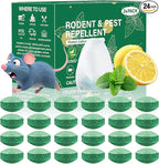 Pest Rodent Repellent, 24 Pack Peppermint Oil for Mouse, Rodent, Bugs,Mosquito,Roach, Ant, Spider Pest Repellent Indoor Outdoor Use, Powerful Natural Rodent Deterrent for House, Warehouse, Garage (24)