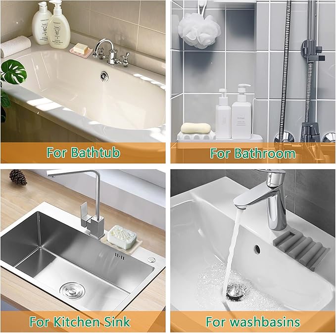 Soap Dish for Shower, Bathroom & Kitchen – Non-Slip, Self-Draining Design to Keep Soap Dry, Extend Soap Life – Easy to Clean, Compact & Durable (White, 2 pcs)