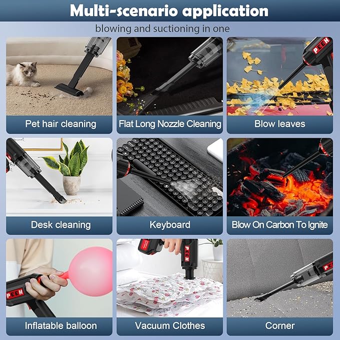 Handheld Vacuum for Home, Cordless Portable Vacuum Cleaner, Rechargeable with 60 Mins Max Runtime, High Power Vacuum for Car, Office, Pet Hair, Gap Cleaning