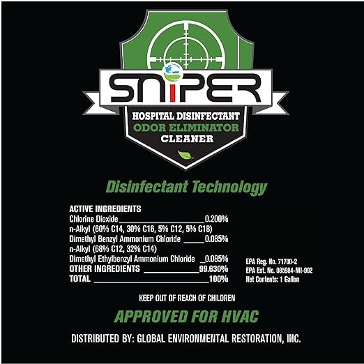 SNiPER Hospital Disinfectant, Odor Eliminator & All-Purpose Cleaner, 32 Ounce Spray and 1 Gallon Bottle Set