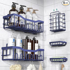 5-Pack Rustproof Stainless Steel Shower Caddy – No Drill Adhesive Bathroom Organizer with Large Capacity, Spacious Shower Shelves for Inside Shower, Kitchen & Home Decor Storage-XL Size