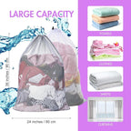 Berlune 30 Pack 24 x 36 Inches Large Mesh Bags for Laundry, Wash bags, Sturdy Mesh Material Closed with Drawstring, Factory, University, Dormitory, Travel and Apartment Dweller (White, Gray)