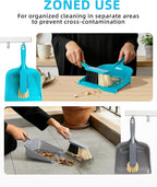 MR.SIGA Dustpan and Brush Set, Pack of 2 Set, Blue & Grey