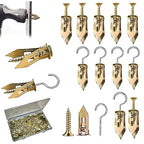 120Pcs Self Drilling Drywall Anchors Kit (60 Anchors +50 Screws +10 Hooks) - No Drill Needed, Reusable Wall Anchors for Home, Garage, Shelves - Zinc Plated Steel & Stainless Drywall Repair Kit