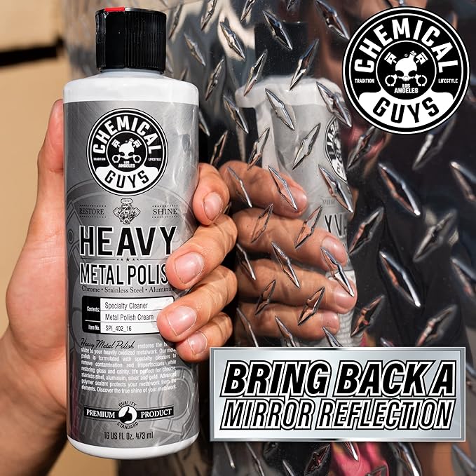 Chemical Guys Heavy Metal Polish Restorer and Protectant - Cleans, Restores, and Protects Chrome, Aluminum, Stainless Steel, and More, Safe for Cars, Trucks, Motorcycles, RVs, and Boats - 16 oz