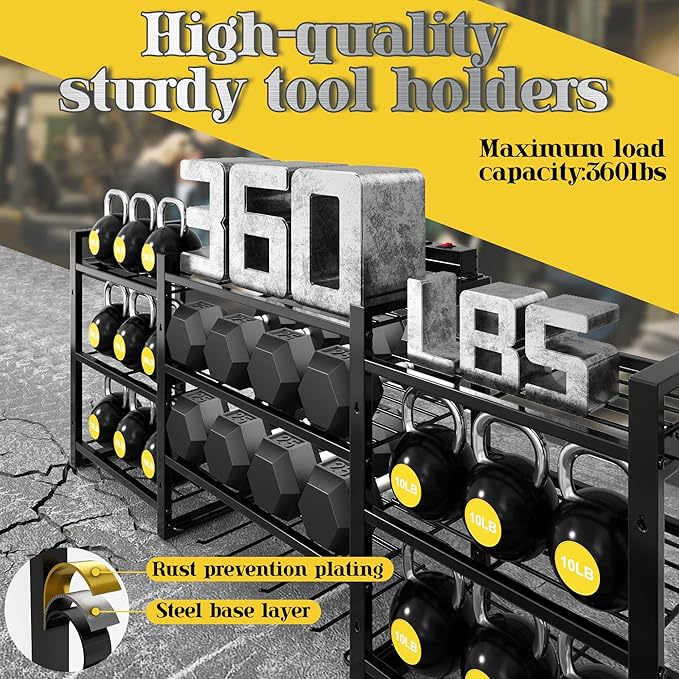 Power Tool Organizer Wall Mount With Charging Station,Upgraded Tool Shelf Load 400 Lbs,10-Tiers With 4 Cordless Drill Rack And 6FT Power Strip,Battery Utility Shelve For Garage Workshop