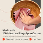 Zeppoli Classic 15 Pack 100% Natural Cotton Kitchen Towel Set, Reusable Wash Cloths, Absorbent Dish Towels, Machine Washable Hand Towels, Kitchen Essentials - 14' by 25' - Red Base