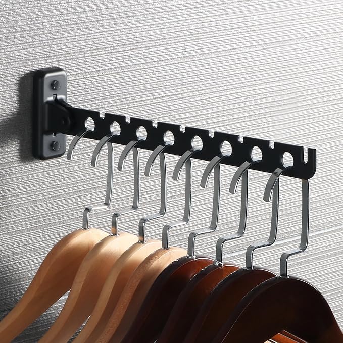 Alise Cloths Drying Rack Wall Mounted, Stainless Steel Folding Laundry Hanging Rack, Swivel Space Saving Clothes Hanger Racks for Bedroom Bathroom Laundry, Matte Black, Double Pack