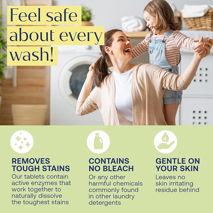 Fab Tab Laundry Detergent Tablets, Plant-Based Formula, Removes Tough Stains, Plastic-Free Alternative to Pods, All Washing Machines (30 Count, Unscented)