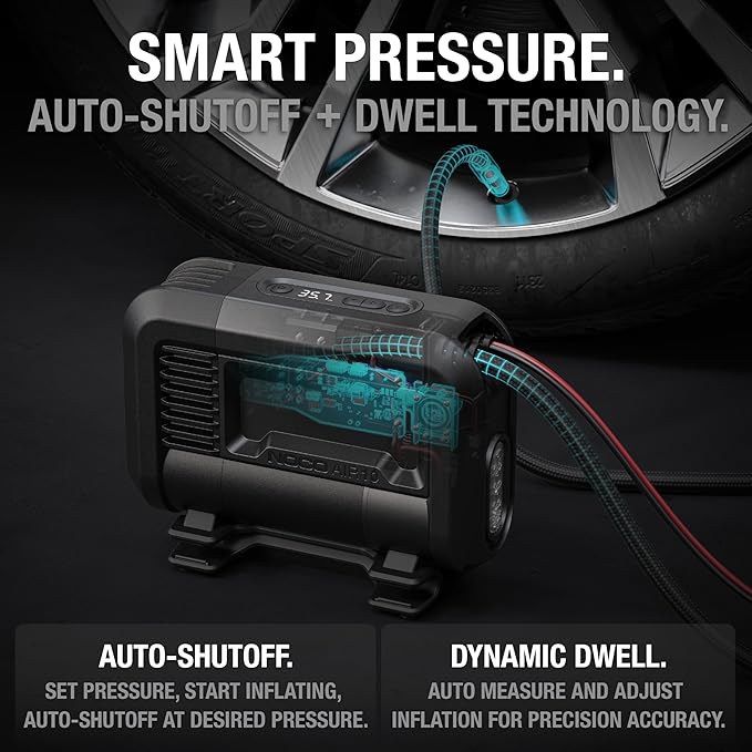NOCO AIR10: UltraFast 10A Tire Inflator - 12V Portable Air Compressor Pump – 36 SLPM Airflow Inflates 0–40 PSI in 3.8 Minutes – Digital Gauge + Auto-Shutoff