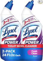 Lysol Power + Odor Fighting Toilet Bowl Cleaner Gel, For Cleaning and Disinfecting, Stain Removal, Fresh Clean Scent, 24oz (Pack of 2)