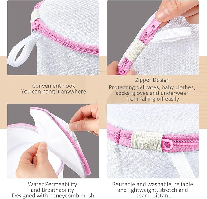12 Pieces Honeycomb Mesh Laundry Bags for Delicates Underwear Bra Laundry Bags for Washing Machine Sock Laundry Mesh Bags for Delicates Garment Lingerie Wash Bag Net, 6 x 7 Inch (Pink)