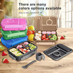 Amathley Bento Box Adult Lunch Box Kids,Lunch Containers for Adults/Kids/Toddler,5 Compartments Bento Lunch Box with Sauce Vontainers,Microwave & Dishwasher & Freezer Safe,BPA-Free (Dark Gray)