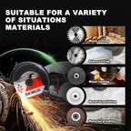 Brushless Cordless Angle Grinder Kit, 19500rpm Mini Electric Angle Grinding Tool with 2x16.8V 2000mAh Battery and 6-Cutting Discs, Grinder Handheld Cutter for Metal Wood