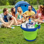 5L Collapsible Mop Bucket for Cleaning, Foldable Buckets with Handles for Beach Sand Garden Car Washing Fishing, Silicone Cleaning Buckets for Household Use Bathroom Cleaning Supplies Blue/Green