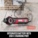 SKIL Twist 2.0 Rechargeable 4V Screwdriver with Pivoting Head, Torque Setting, USB-C Charging Cable & 2PC Bit Set-SD5619-01