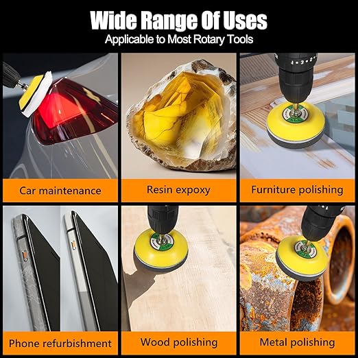 136Pcs Sanding Disc Drill Polishing Kit,3 Inch Sandpaper Wet Dry Headlight Restoration Kit with Hook and Loop Buffing Pads for Car Polish,Metal Glass Resin Polish Rotary Tools Attachment