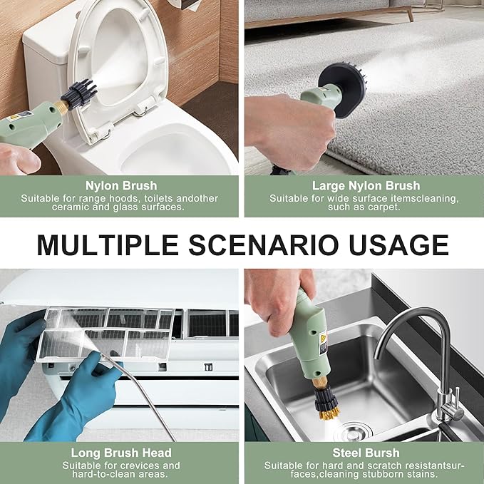 Handheld Steam Cleaner,Steam Cleaner with Smart Touch Screen, High Pressure Steamer,15sec Heat-up Deep Cleaning Steamer(Green), for Kitchen,Bathroom,Furniture,Car,Grout,Tile and More