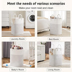 Laundry Basket,Woven Cotton Rope Laundry Hamper,Versatile Storage for Dirty Clothes,Baby Toys,and Blankets in Bathroom, Nursery,and Living Room (White, 80L)