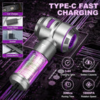 Handheld Car Vacuum Portable Cordless - 18000PA High Power with Brushless Motor, 4-in-1 Air Duster, Blower, Pump & Rechargeable Mini Vacuum for Car, Home, Office (Silver Grey+Purple)