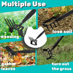 Upgraded Hula Hoe and Garden Hoe, Stirrup Hoe with Adjustable Handle for Weeding Digger loosening Soil Metal Garden Cultivator Hula Hoe with Rake Tiller Cultivator (30-62 Inch)