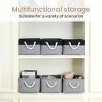 Storage Baskets for Shelves 13.8x9.8x6.7 Inch-Foldable Fabric Organizing Storage Bins with Handles, Closet & Bathroom Organizer, Home Storage for Kitchen, Office (6-Pack, Gray)