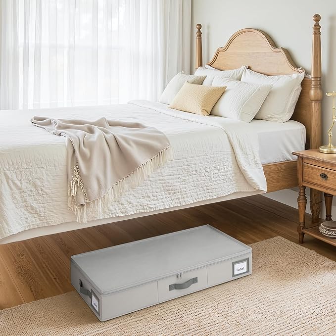 GRANNY SAYS Under Bed Storage, Underbed Organizer with Zipper Lid for Bedroom, Grey Clothing Storage Bins for Blankets, Clothes, Shoes, 2 Pack