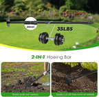Hoe Garden Tool, 2-in-1 Garden Hoe with Heavy Duty Metal Hoe, 17-60 Inch Garden Hand Tiller with Long Handle for Gardening, Weeding, Lossening, Tilling, Black