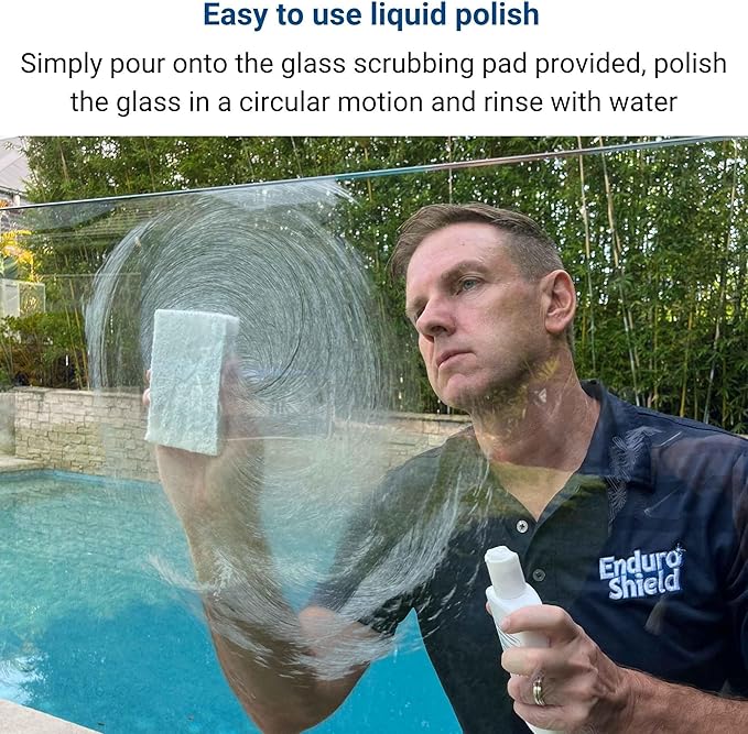 Shower Door Glass Polish – Water Spot Remover & Hard Water Stain Cleaner for Cloudy Shower Doors – Removes Soap Scum, Limescale & More – 7.4 fl oz