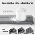 2PCS Diatomite Quick Stone Drying Tray Mat For Bathroom & Kitchen Counter, Instant Dry Water Absorbent Drink Bar Coaster,Vanity Sink Caddy Organizer,Dish Soap Sponge Holder, Dark Gray,9"x3.5"