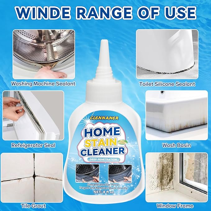 Mold Stain Cleaner Gel, 8 Fl oz All-Purpose Gel for Home Use on Washing Machine Gasket, Bathroom Grout, Sink, Shower, Caulk, and Front Loader Seal