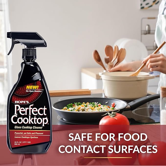 HOPE'S Perfect Cooktop Spray, Glass Ceramic Stovetop Cleaner, No Hazy Residue, Leaves Electric Stove Top Ranges Spotless, Clean Grease and Oil with Ease, Fragrance Free, 23 Fl Oz, Pack of 1