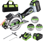 WORKPRO 20V Cordless Mini Circular Saw, 4-1/2" Compact Wireless Circular Saw 4.0Ah Battery, Fast Charger, 3 Blades, 4500RPM, Laser Guide, Max Cutting Depth 1-11/16"(90°), 1-1/8"(45°)