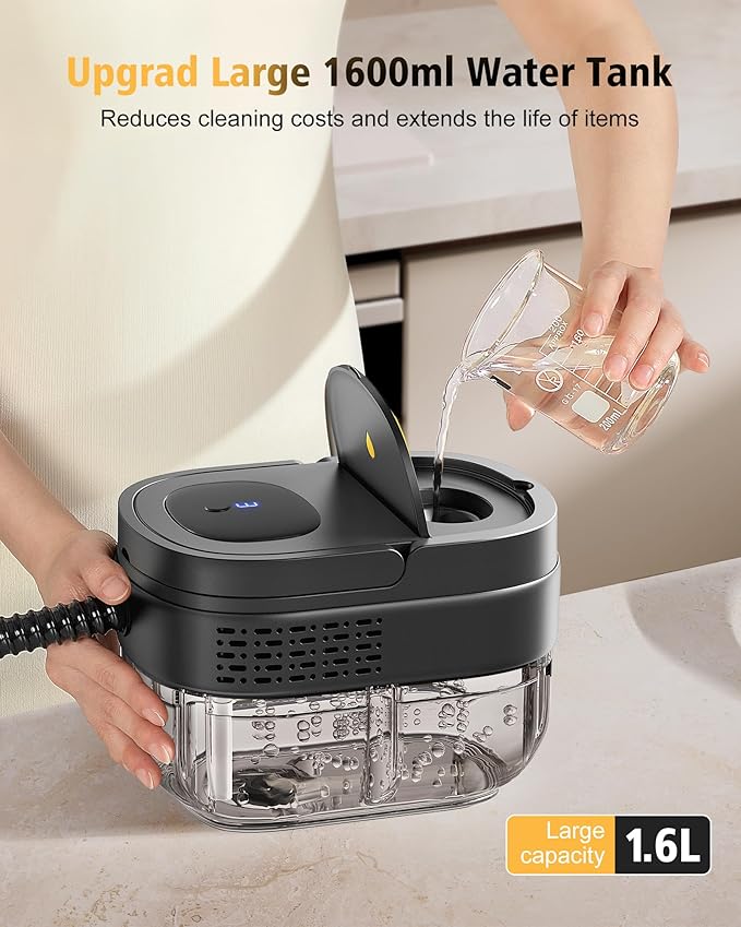 Steamer for Cleaning,3-Speed Adjustable Handle,1.69 Quarts Large Capacity Tank Steam Cleaner Handheld, Detachable 13PCS Accessories steamer for Car,Home kitchens,Camping,