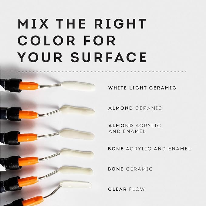 Bone & Almond Color Surface Repair Kit - Fix Chips & Defects in Minutes | Repair Tiles Bathroom Fixtures and Countertops with Ease | for Porcelain Ceramic Fiberglass Corian and Enameled Surfaces