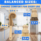 5 Pcs Bamboo Dish Brush Set – Wooden Dish Brush with Ergonomic Handle for Scrubbing Pots and Pans – Durable, Scratch-Free Bristles for Effective Dishwashing & Easy Grip for Comfortable Use