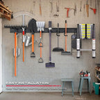 64" Heavy Duty Garage Storage Tool Organizer Wall Mount - Tool Rack with Adjustable Hooks, Anti-Rust, 300lbs Capacity - Easy Installation (4 Racks, 10 Hooks, 3 Straps)