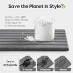 2PCS Water Absorbing Stone Drying Tray Mat for Bathroom Sink & Kitchen Counter Organizer, Quick Dry Dish Soap Dispenser Sponge Holder, Vanity Sink Caddy, Coaster, Dark Gray - 10" x 6"