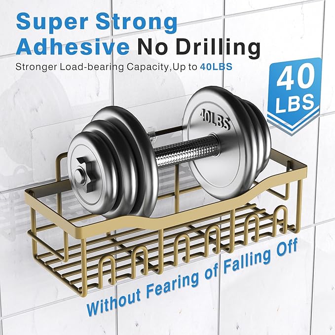 5-Pack Rustproof Stainless Steel Shower Caddy – No Drill Adhesive Bathroom Organizer with Large Capacity, Spacious Shower Shelves for Inside Shower, Kitchen & Home Decor Storage-XL Size