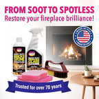 Quick ‘n Brite Fireplace Cleaning Kit – Includes 24oz Fireplace Glass Cleaner, 16 oz Gel Fireplace Cleaner, Scrub Brush, Sponge and Microfiber Towel