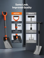 AstroAI 38.4" Folding Snow Shovel for Car, Extendable Snow Shovel with Thickened Aluminum Handle and Reinforced Iron Hinge, Portable and Multifunctional for Driveway, Cars, Camping and Mud, Grey