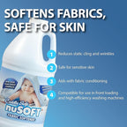 64 fl oz Ultra Concentrated Hypoallergenic Fabric Softener - Enhanced Softness & Freshness, Reduces Wrinkles & Static Cling, Safe on Colors & Delicates, Great for Delicate Skin (419690)