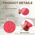 uxcell 20Pcs Cellulose Sponges, Round Kitchen Clean Sponges Non-Scratch Compressed Dish Scrubber for Kitchen Household Cookware Bathroom Cleaning & DIY, Pink